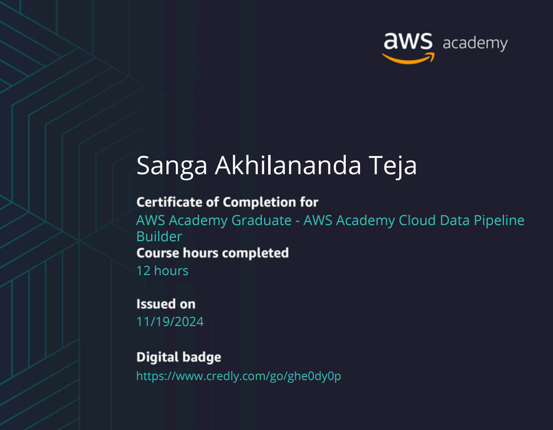 AWS Academy Cloud Data Pipeline Builder